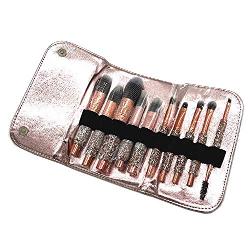 Luxury Makeup Brushes Set 10pcs Diamond Studded Handle Design Crystal Makeup Brush for Face and Eyes Make up Brush Professional Foundation Concealer Eyeshadow Cosmetic Tools