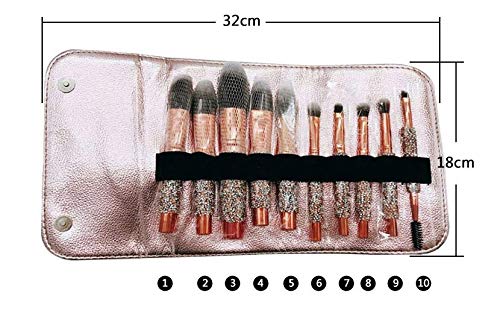 Luxury Makeup Brushes Set 10pcs Diamond Studded Handle Design Crystal Makeup Brush for Face and Eyes Make up Brush Professional Foundation Concealer Eyeshadow Cosmetic Tools