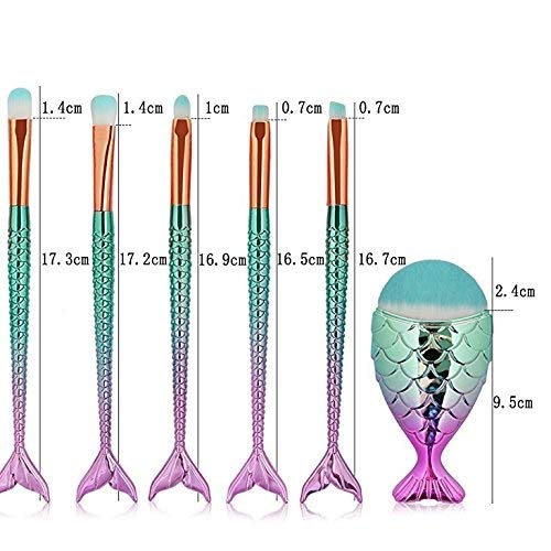 Funfunman Makeup Brushes 11PCS Make Up Foundation Eyebrow Eyeliner Blush Cosmetic Concealer Brushes(Mermaid Colorful)