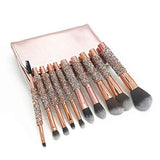Luxury Makeup Brushes Set 10pcs Diamond Studded Handle Design Crystal Makeup Brush for Face and Eyes Make up Brush Professional Foundation Concealer Eyeshadow Cosmetic Tools