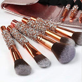 Luxury Makeup Brushes Set 10pcs Diamond Studded Handle Design Crystal Makeup Brush for Face and Eyes Make up Brush Professional Foundation Concealer Eyeshadow Cosmetic Tools
