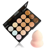 MqbY 15 Color Contour Face Makeup Concealer Palette & Sponge Puff Makeup Set