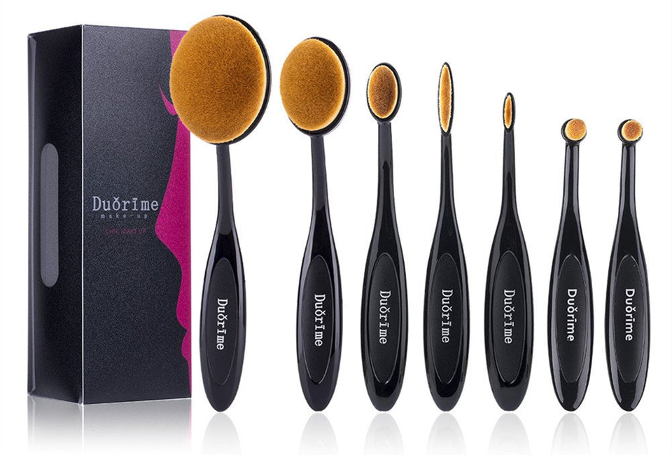 Duorime New 7pcs Black Oval Toothbrush Makeup Brush Set Cream Contour Powder Concealer Foundation Eyeliner Cosmetics Tool …