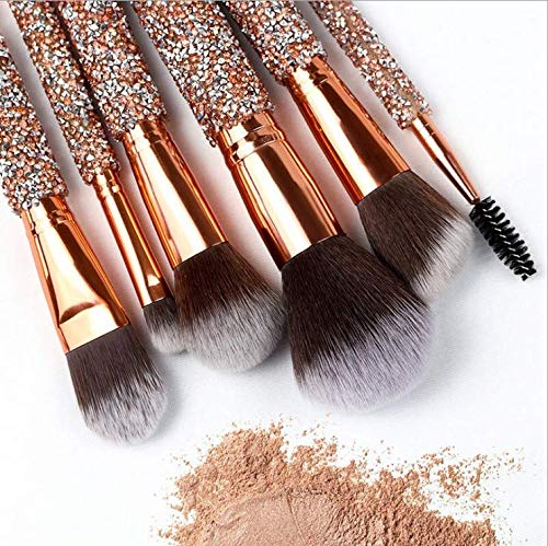 Luxury Makeup Brushes Set 10pcs Diamond Studded Handle Design Crystal Makeup Brush for Face and Eyes Make up Brush Professional Foundation Concealer Eyeshadow Cosmetic Tools