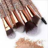 Luxury Makeup Brushes Set 10pcs Diamond Studded Handle Design Crystal Makeup Brush for Face and Eyes Make up Brush Professional Foundation Concealer Eyeshadow Cosmetic Tools