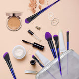 Stellaire Chern Makeup Brush Set, 10 Pcs Premium Synthetic Cosmetic Brushes, Foundation Blending Blush Powder Eye Shadow Make Up Brushes Kit - Purple & Black