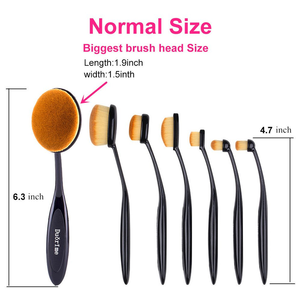 Duorime New 7pcs Black Oval Toothbrush Makeup Brush Set Cream Contour Powder Concealer Foundation Eyeliner Cosmetics Tool …