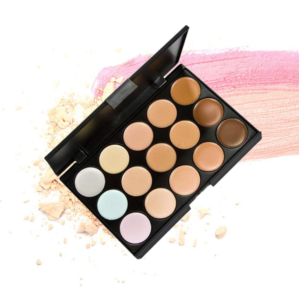 MqbY 15 Color Contour Face Makeup Concealer Palette & Sponge Puff Makeup Set