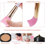 Makeup Brushes ALLFY 16 Pcs Premium Synthetic Foundation Eyeshadow Face Brushes Set for Powder Cream Liquid with Silicone Facial Mask Brush Eyebrow Razor PU Cosmetic Bag Pink