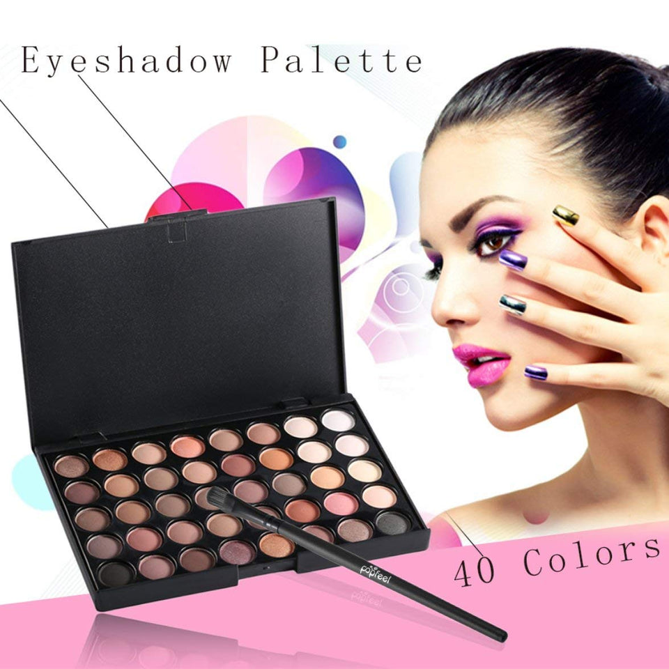 MqbY New 40 Colors Set Facial Cosmetic Makeup Eyeshadow Palette with Brushes