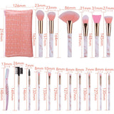 Makeup Brushes ALLFY 16 Pcs Premium Synthetic Foundation Eyeshadow Face Brushes Set for Powder Cream Liquid with Silicone Facial Mask Brush Eyebrow Razor PU Cosmetic Bag Pink