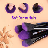 Stellaire Chern Makeup Brush Set, 10 Pcs Premium Synthetic Cosmetic Brushes, Foundation Blending Blush Powder Eye Shadow Make Up Brushes Kit - Purple & Black