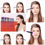 Stellaire Chern Makeup Brush Set, 10 Pcs Premium Synthetic Cosmetic Brushes, Foundation Blending Blush Powder Eye Shadow Make Up Brushes Kit - Purple & Black