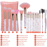 Makeup Brushes ALLFY 16 Pcs Premium Synthetic Foundation Eyeshadow Face Brushes Set for Powder Cream Liquid with Silicone Facial Mask Brush Eyebrow Razor PU Cosmetic Bag Pink