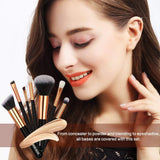 BABI BEAR 15 PCs Makeup Brushes Set Premium Synthetic Kabuki Foundation Brush Professional Wooden Handle Makeup Brush with Makeup Sponge Brush Cleaner and Travel Makeup Bag (15+3pcs,Rose Gold)
