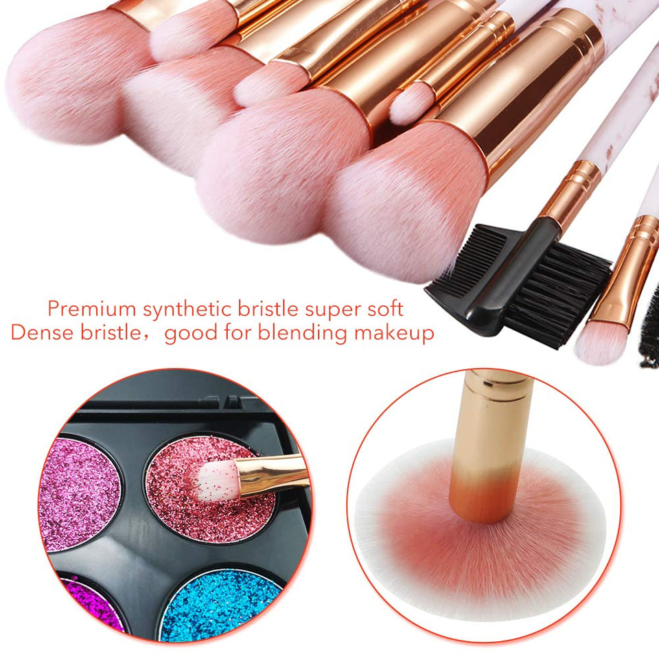 Makeup Brushes ALLFY 16 Pcs Premium Synthetic Foundation Eyeshadow Face Brushes Set for Powder Cream Liquid with Silicone Facial Mask Brush Eyebrow Razor PU Cosmetic Bag Pink