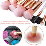 Makeup Brushes ALLFY 16 Pcs Premium Synthetic Foundation Eyeshadow Face Brushes Set for Powder Cream Liquid with Silicone Facial Mask Brush Eyebrow Razor PU Cosmetic Bag Pink