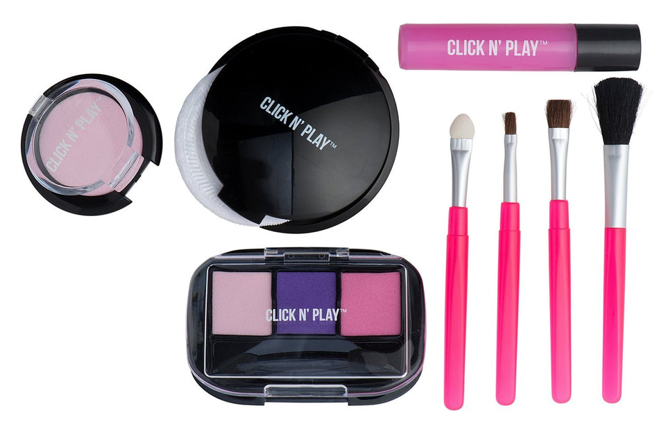 Click N' Play Pretend Play Cosmetic and Makeup Set with Floral Tote Bag