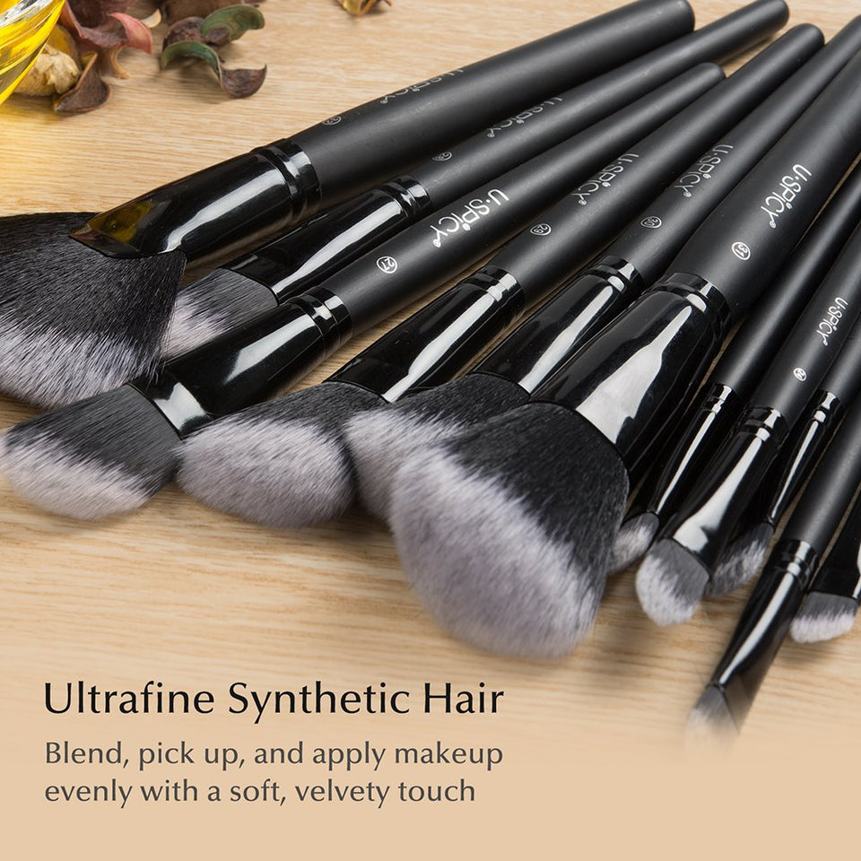Makeup Brush Set, USpicy 32 Pieces Professional Makeup Brushes Essential Cosmetics With Case, Face Eye Shadow Eyeliner Foundation Blush Lip Powder Liquid Cream Blending Brush