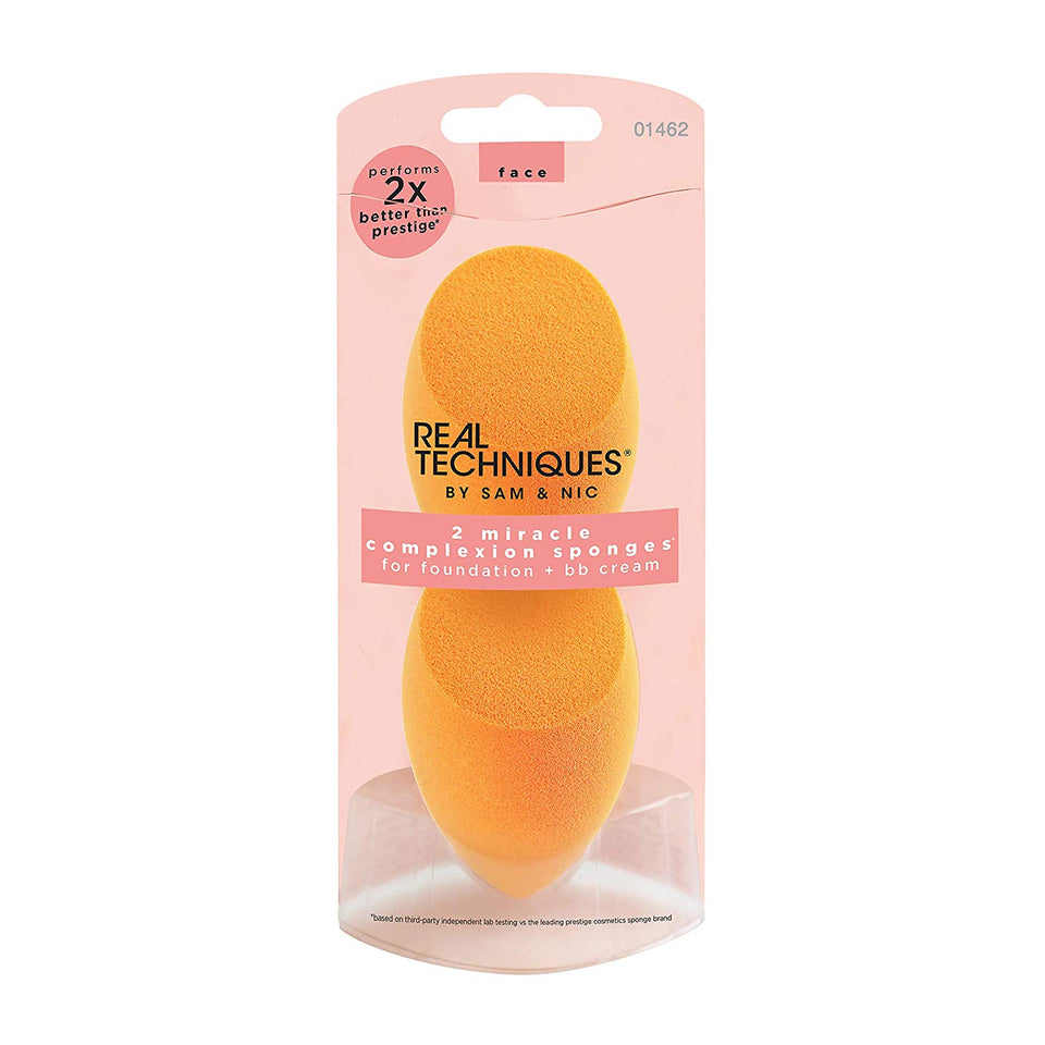 Real Techniques 2 Miracle Complexion Sponges MakeUp Set With Revolutionary Foam Technology You Can Use Damp or Dry for a Smooth Finished Look